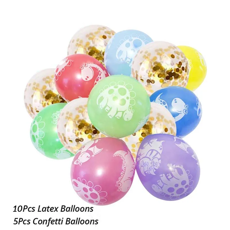 15pcs Latex Balloon 6 шт. коробка для попкорна, коробка для закусок, конфет для детей, динозавр, тематическая вечеринка на день рождения, украшение для детского душа, детская вечеринка в стиле динозавра, поставка 14x5,5 см - Цвет: 15pcs Latex Balloon