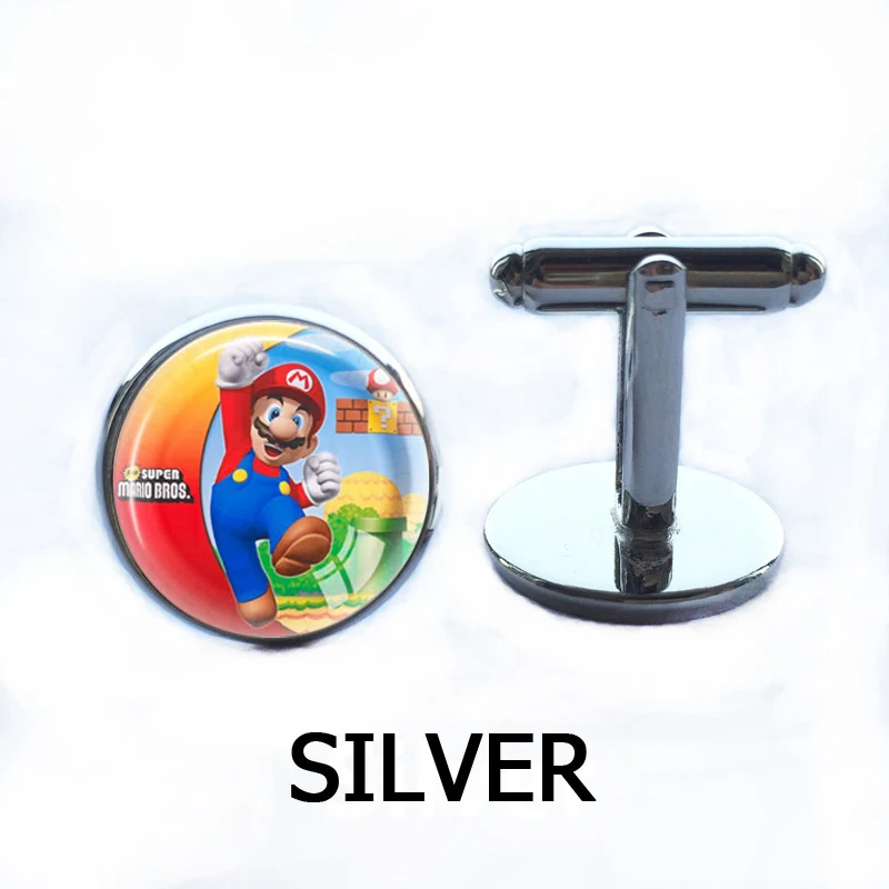 Super Mario Bros Nintendo серебряные запонки гриб рубашка мужчины bouton манжетой мужчины groomsmen свадебные подарки близнецы - Окраска металла: 6