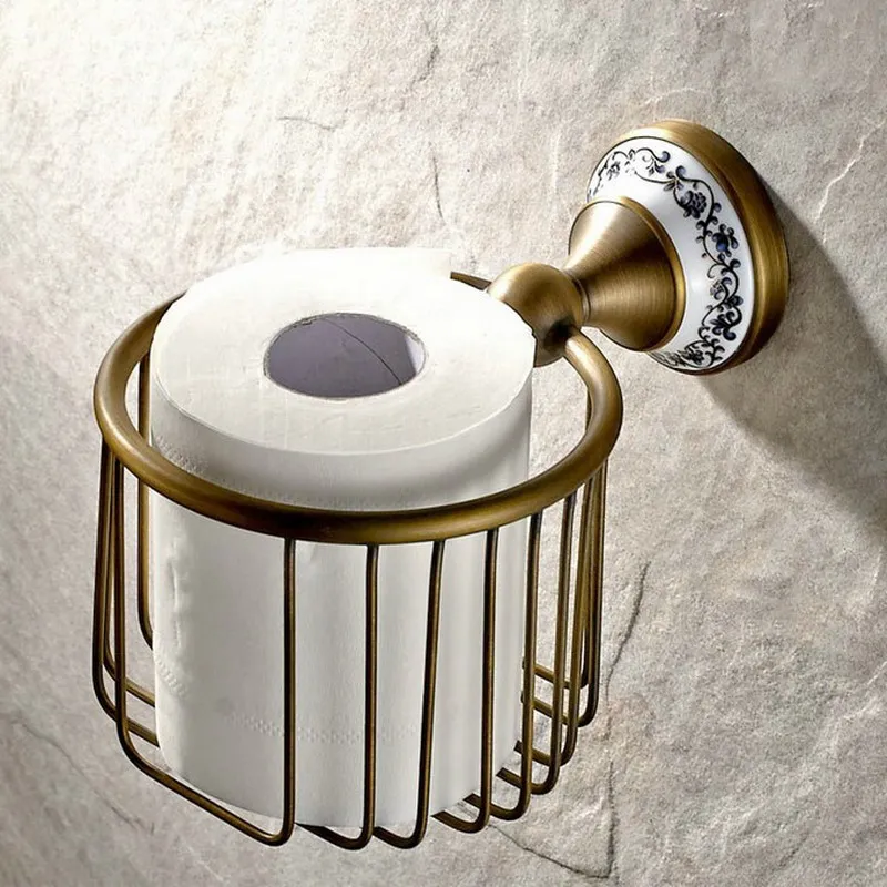 Toilet Paper Holder Аксессуары для ванной комнаты античная латунь коллекция, кольцо для полотенец, держатель для бумаги, туалетная щетка, крючок, вешалка для ванной, мыльница aset011 - Цвет: Toilet Paper Holder