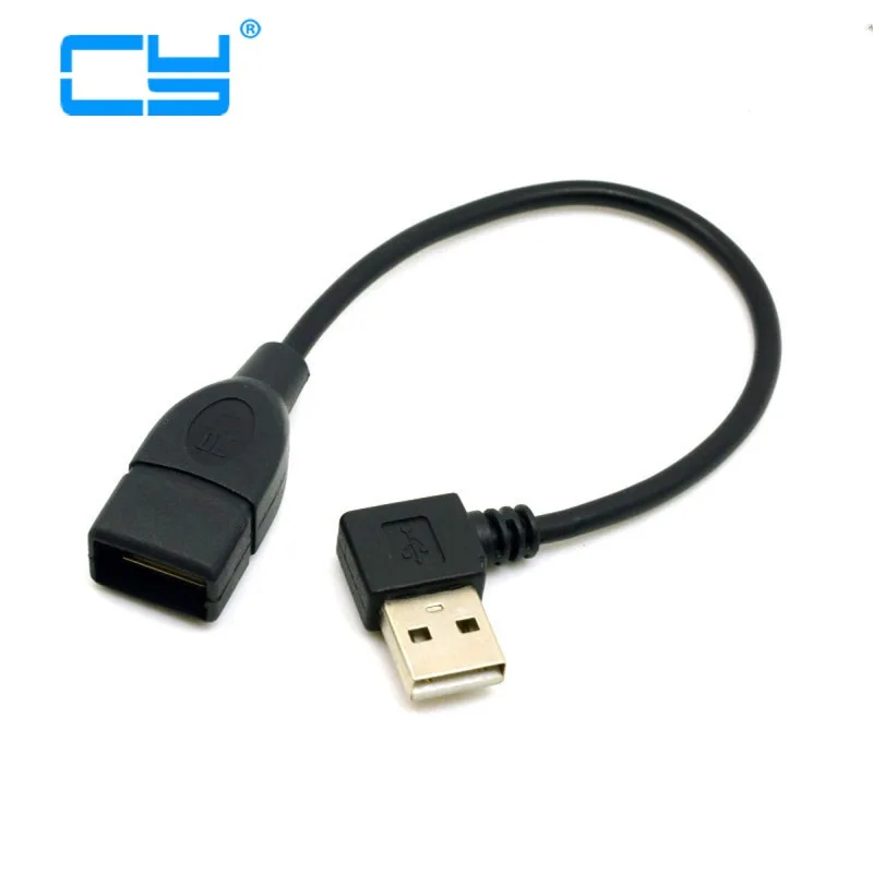 

90 градусов левый правый угловой USB 2,0 мужчина к USB Женский удлинитель 10 см 20 см 0,4 м