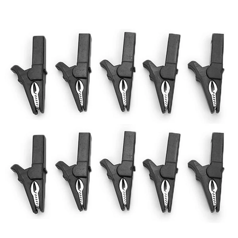 10 шт./лот изолированные зажимы типа &quotкрокодил&quot черный пластиковый тестовый