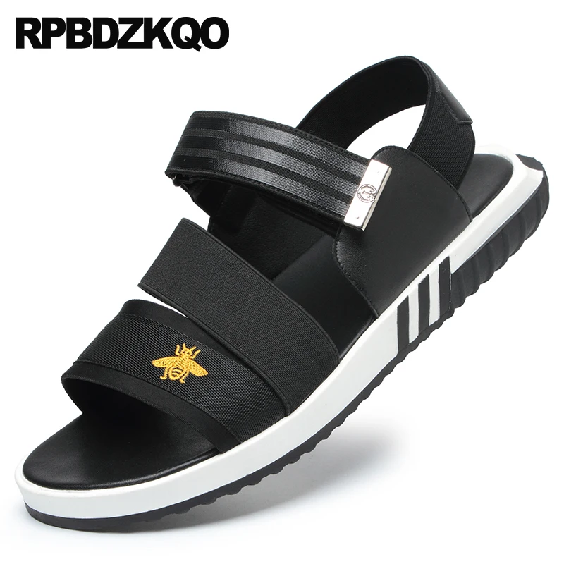 

черный спорт кроссовки ремень открытый носок Известный бренд эластичный Мужские сандалии 2018 летние наружные дизайнер люди на открытом воз...