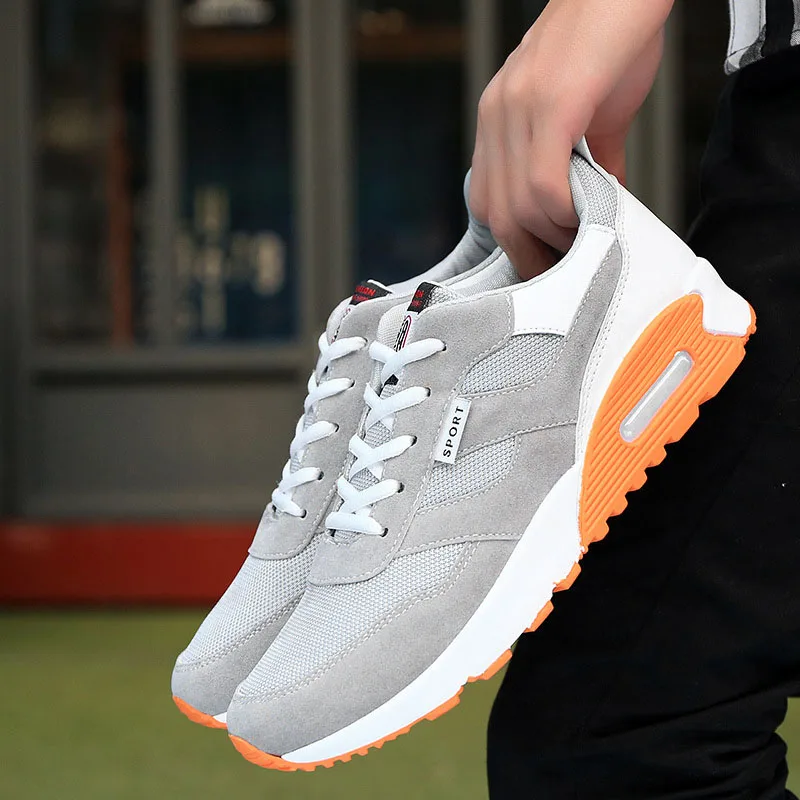 Autumn Men's Sports Shoes Men Flying Woven Breathable Casual Male Gray Black And White Lace-up Sneakers | Обувь