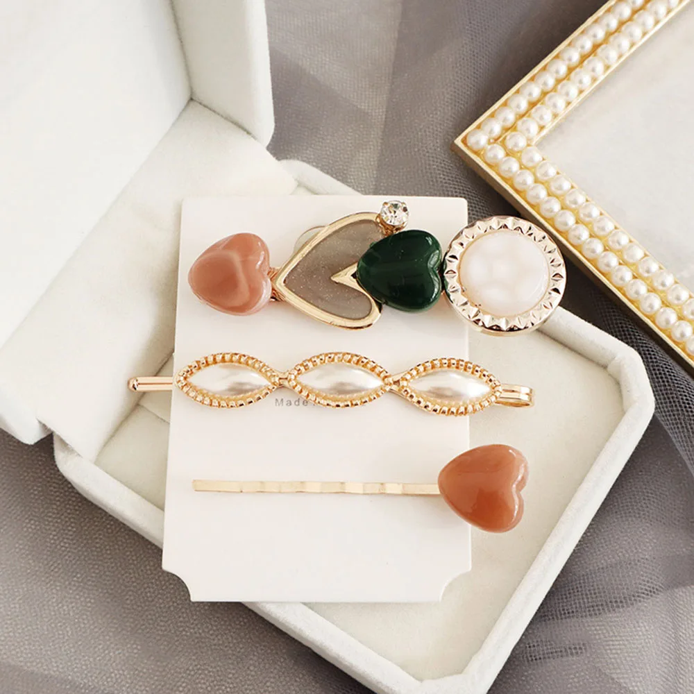 3 шт./компл. жемчужная металлическая заколка для волос золотого цвета Заколка