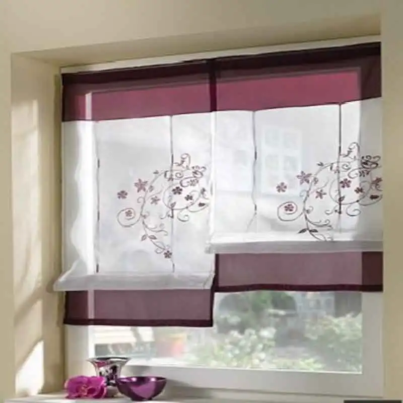 Прозрачные короткие кухонные шторы высокого качества однотонная прозрачная