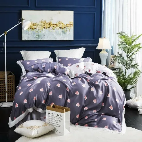 bedding set 4 Роскошный серый, зеленый, красный, 600TC, комплект постельного белья из Тенсел и шелка, Королевский размер, комплект постельного белья, пододеяльник, простыня/постельное белье, наволочки, ropa de cama - Цвет: bedding set 4