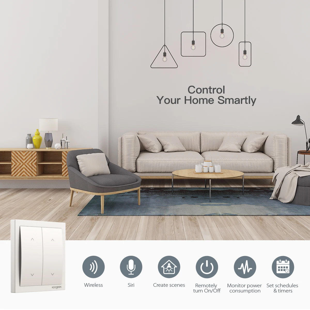 Koogeek 2 комплекта Wi-Fi умный светильник настенный выключатель для Apple HomeKit Alexa Google Assistant Умный домашний светильник с дистанционным управлением