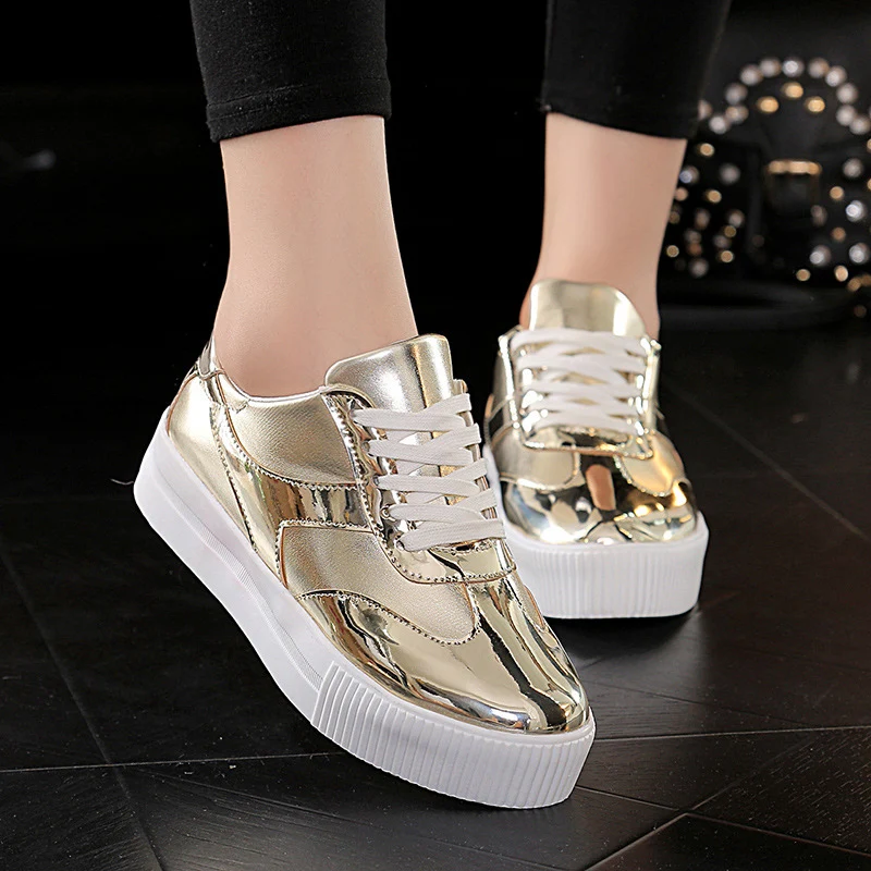 2016 Женщины Повседневная Обувь на шнуровке Искусственная Кожа Платформа Дышащий