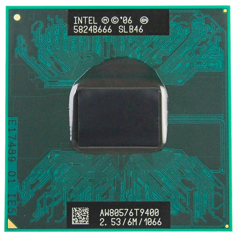 Intel cpu Ноутбук Core 2 Duo T9400 cpu 6M cache/2,53 GHz/1066/двухъядерный Socket 478 ноутбук процессор