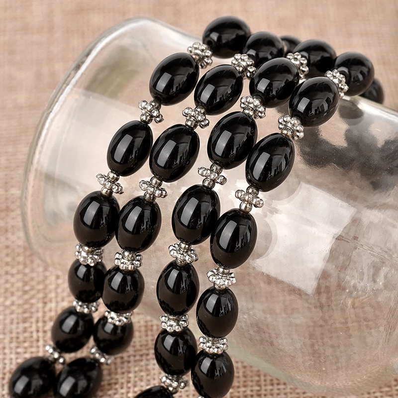 

Bright natural Black Onyx 8*12 MM Black Agate D I Y necklace Elegance and simplicity ,Christmas Gifts.