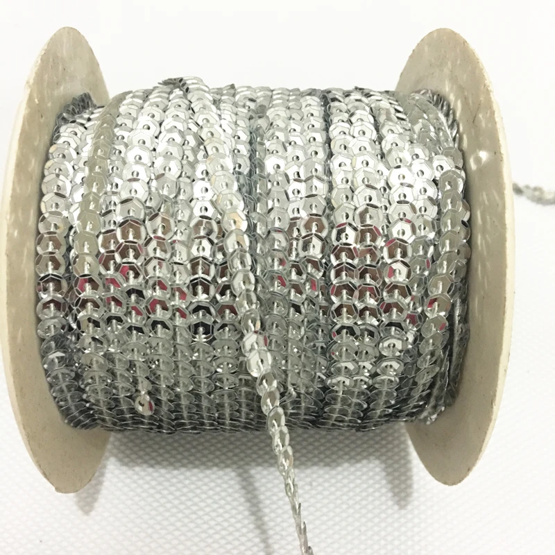 Горячая Распродажа 80 ярдов/Лот 6 мм серебряная Базовая чашка лента с блестками