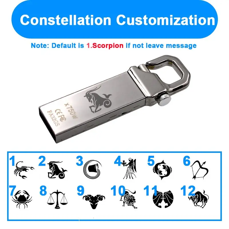 X750W Plus Constella Флешка Металлический флеш-накопитель hp 32 Гб 64 Гб DIY Pendrive X750W Cle USB 3,0 Memory Stick Key Thumb Hook Lock Flies диск на ключ флэшка - Цвет: X750W Plus Constella