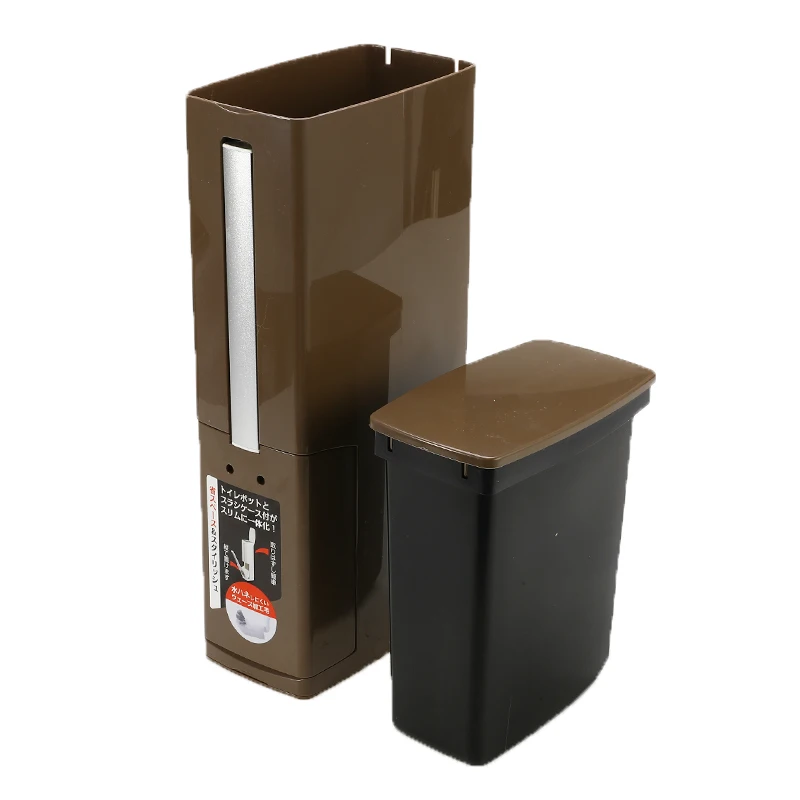 Пластиковая мусорная корзина для ванной комнаты набор с щеткой туалета