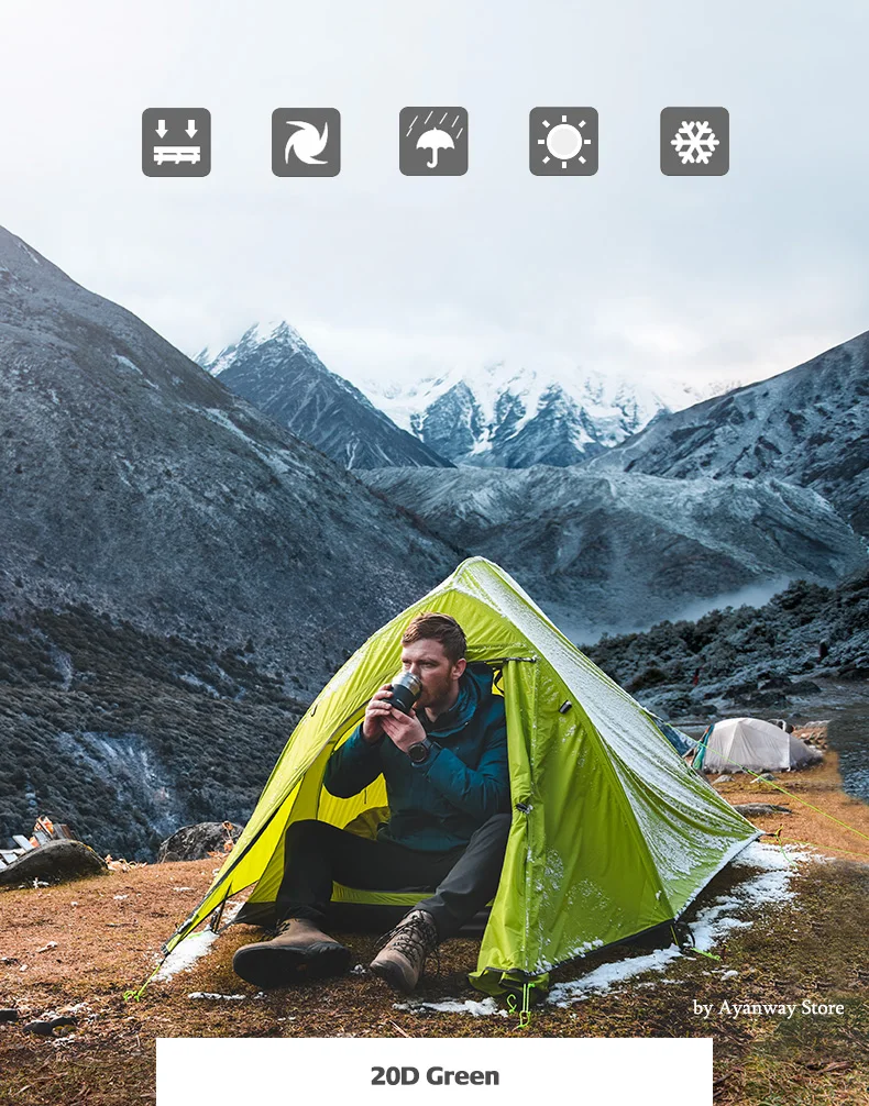 Naturehike 1 человек палатка Открытый Сверхлегкий оборудование для кемпинга большое пространство 20D нейлон зима лето свет кемпинг палатка с ковриком