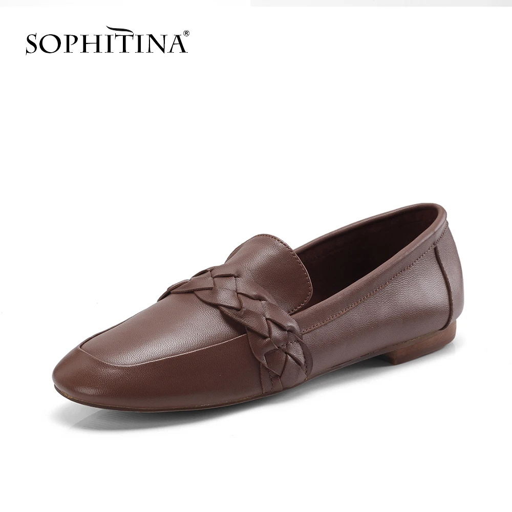 SOPHITINA/удобная женская обувь на плоской подошве; Новинка; модная Высококачественная обувь из натуральной кожи с круглым носком; Специальный дизайн; Лидер продаж; обувь на плоской подошве; MO180