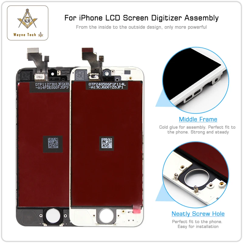Качество AAA + экран дисплея для iPhone 5 5G с дигитайзером и рамкой LCD сборка подарками