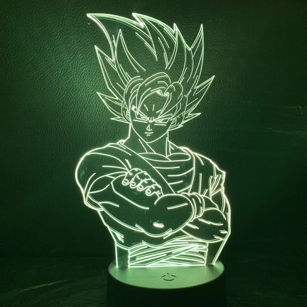 Классный детский светодиодный ночной Светильник Dragon Ball Z Goku, ночной Светильник для детской спальни, декор аниме, 3D иллюзия, светодиодный ночник Saiyan