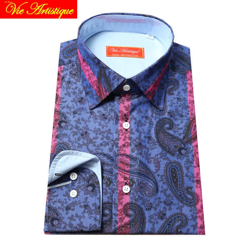 

floral shirt men/women's casual cotton shirts tailored oversize designer made royal printed paisley MTM 2018 spring summer VA