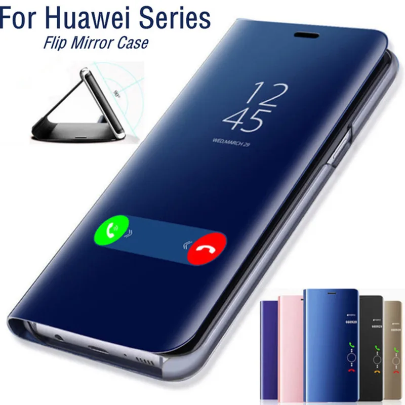Зеркальный Чехол книжка для Huawei P30lite Pro P10Plus P10 Lite P20 pro умный Прозрачный чехол P10Lite