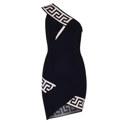 2018 черный Бандажное платье Женская мода на одно плечо Твердые Bodycon пикантные