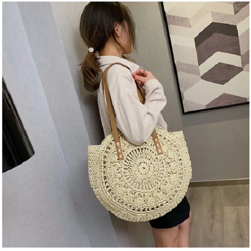 Богемная женская соломенная сумка женские круглые сумки из ротанга ручной