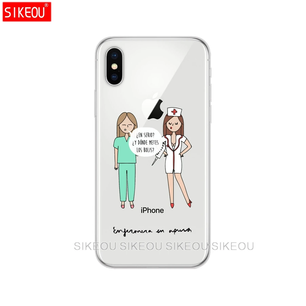 51600 Силиконовая крышка чехол для iPhone 6X8 7 6s 5 5S SE плюс 10 чехол мультфильм медицина медсестра прозрачный в виде ракушки - Цвет: 51600
