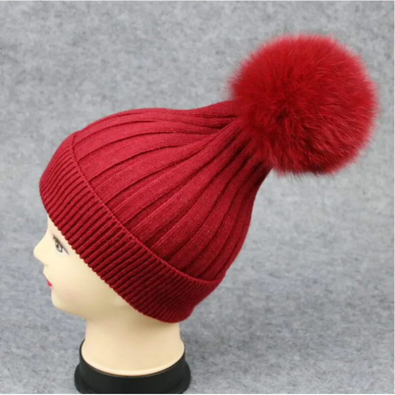 Женская меховая шапка для взрослых с помпоном из натурального Лисьего меха