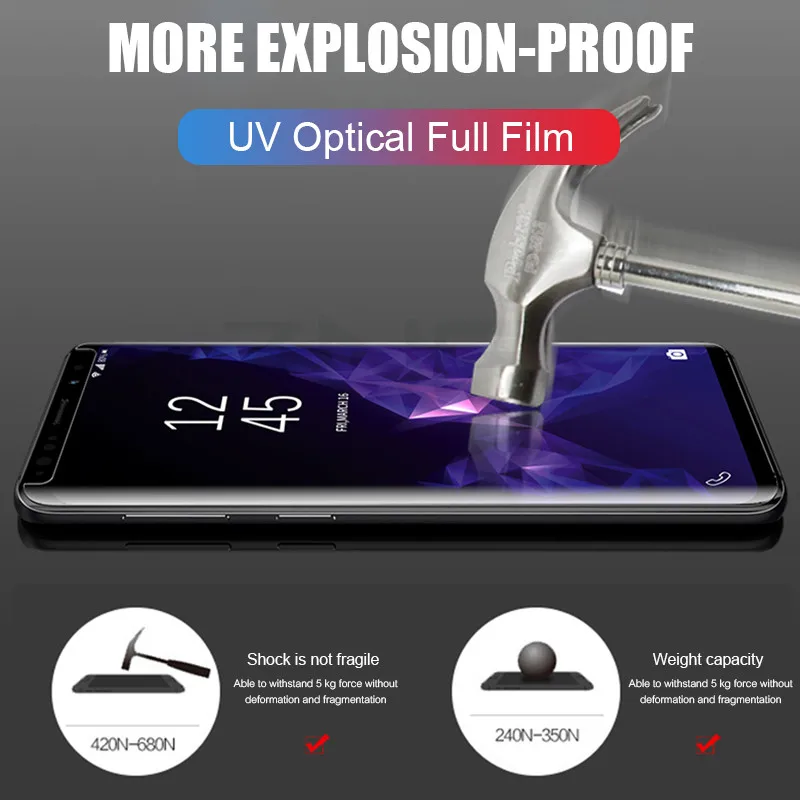 УФ протектор экрана из закаленного стекла для Samsung Galaxy S10 плюс S9 S8 S7 край 100D полный