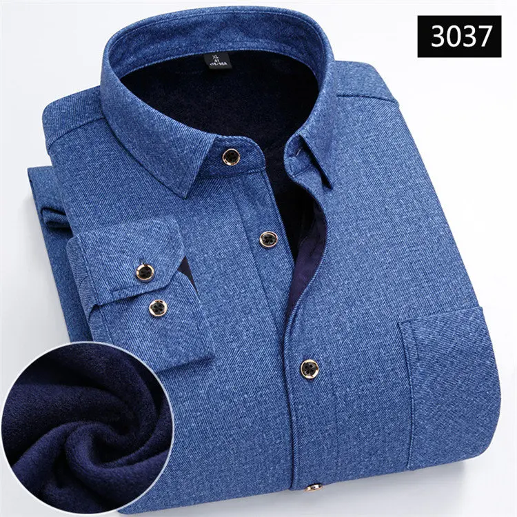 3037 FillenGudd Новое поступление размера плюс 8XL осенние мужские клетчатые зимние рубашки с длинным рукавом Теплые Красные и черные мужские бархатные рубашки с принтом - Цвет: 3037
