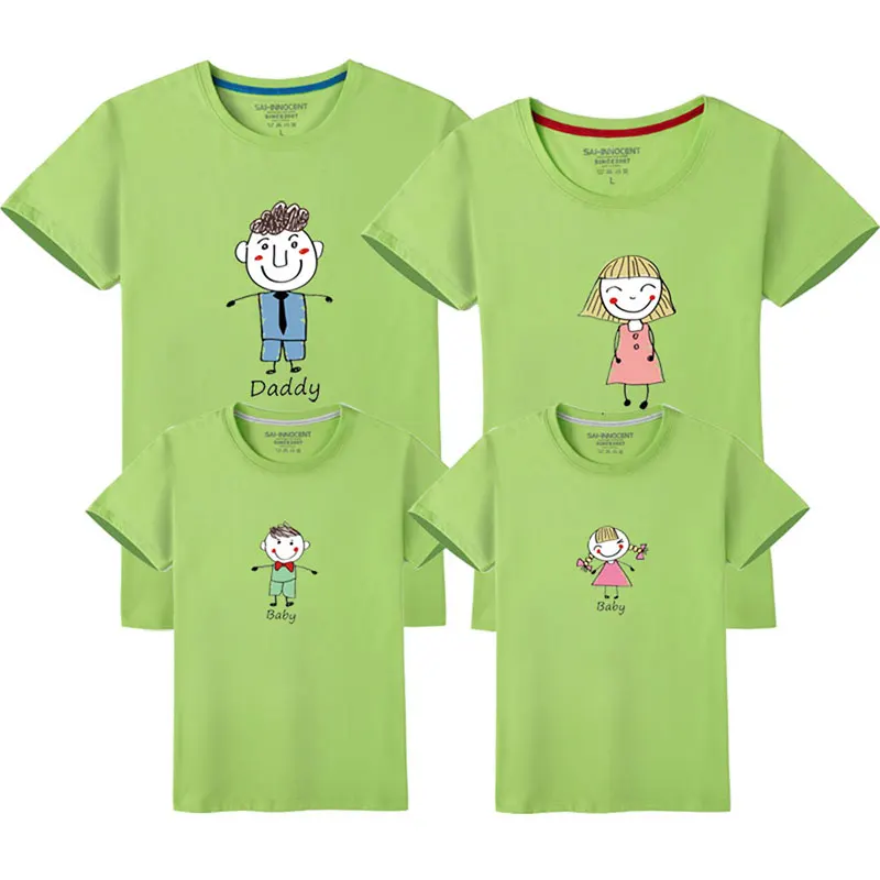 Новинка 2018 года Семейные комплекты футболка с принтом для папы мамы дочки и