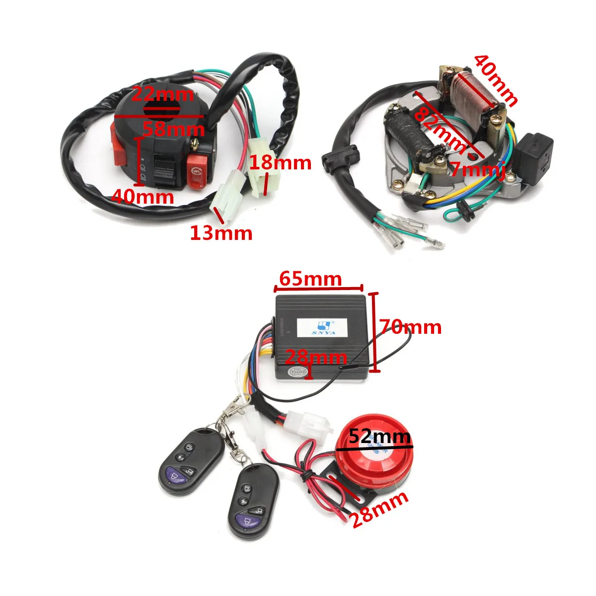 Аварийная система полная электрика жгуты проводки CDI 0cc 70cc 110cc 125cc ATV дистанционный пусковой переключатель высокий уровень безопасности для электрический