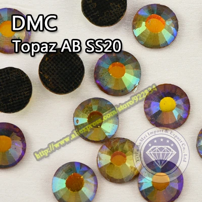 20ss DMC heat transfer rhinestones for wedding dresses ss20 4.6-4.8mm Topaz ab 10gross pack with glue diy | Дом и сад