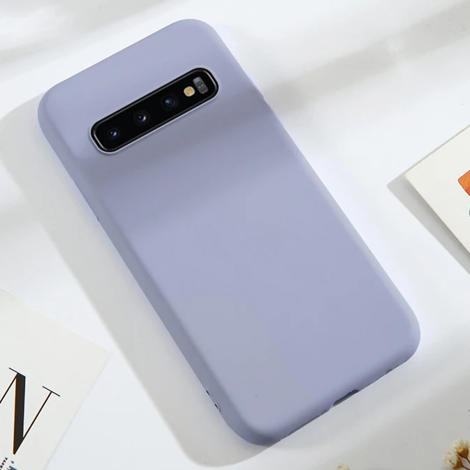 Жидкий силиконовый резиновый чехол для samsung Galaxy A10 A20 A30 A50 A70 A7 J4 J7 плюс M10 M20 Note 8 9 S10 Lite S8 S9 плюс S7 - Цвет: Фиолетовый