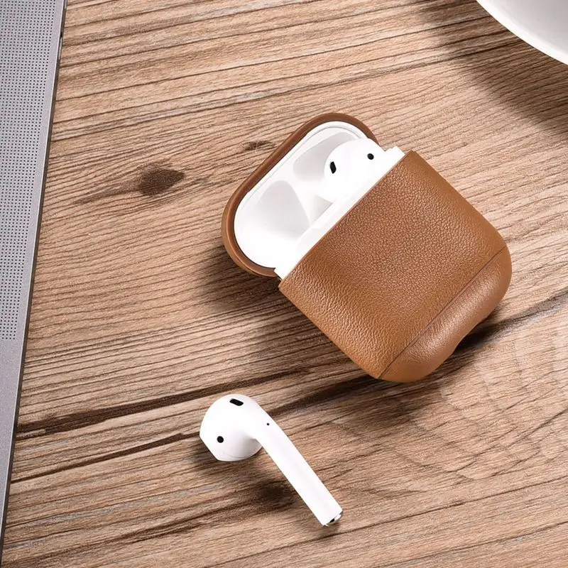 Противоударный чехол из натуральной кожи для Apple Airpods|Бамперы| |