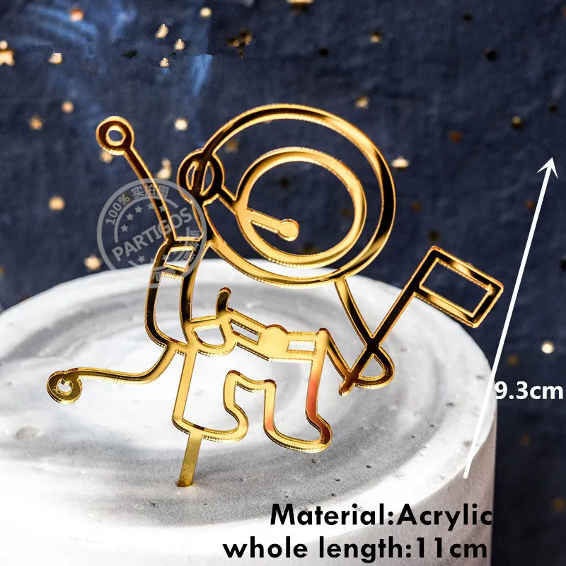 1pcs gold caketopper Вечерние воздушные шары космонавта, воздушные шары из фольги, воздушные шары с изображением Галактики, вечерние праздничные шары с гелием для мальчиков - Цвет: 1pcs gold caketopper
