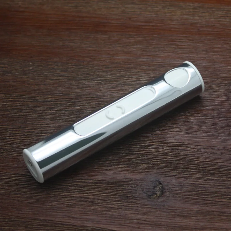 USB Зажигалка электронная перезаряжаемая табачная сигарета Электронная зажигалка для сигар ветрозащитная золотая металлическая труба факел зажигалка - Цвет: Серебристый