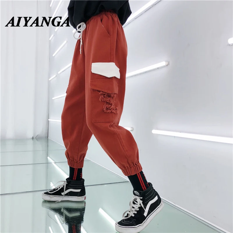 

New 2019 New Spring Autumn Pants Cargo Pant Women Hip Hop Loose Multi-pocket Trousers Baggy Pant For Women Casual Student Style