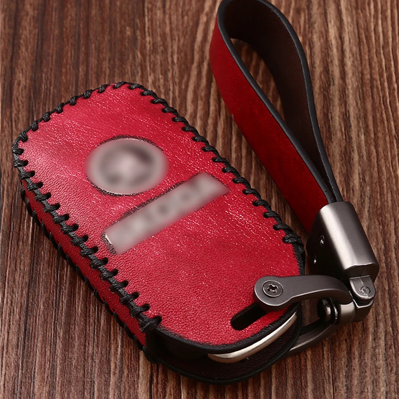 Кожаный чехол для ключей ручной работы брелок автомобильных Skoda Octavia A7 Fabia Karoq Kodiaq 3