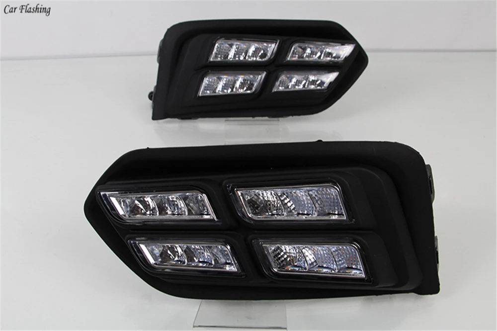 Автомобильный мигающий 1 комплект для Honda City светодиодный DRL Дневной ходовой свет дневного света 12 В ABS противотуманная фара крышка желтый сигнал поворота
