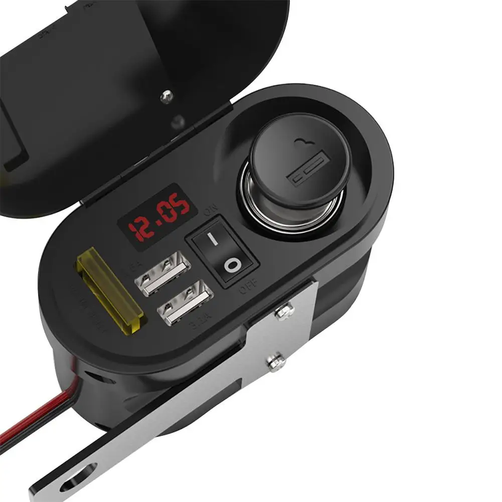 Мотоциклетная база для зажигалки 3,1A с двумя портами USB для зарядки мобильных телефонов и поддержкой функции защиты и времени.