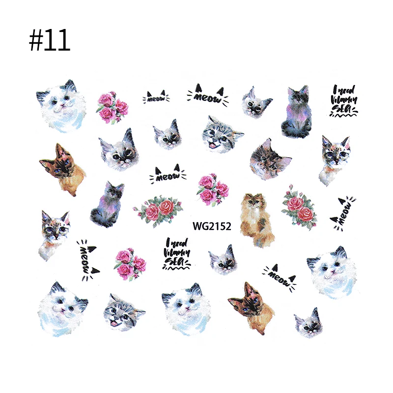Pattern 11 1 простынь 6,3*5,2 см ногтей водные наклейки животных ногтевое искусство, переводные наклейки декоративный для маникюра DIY для летний гели для ногтей - Цвет: Pattern 11