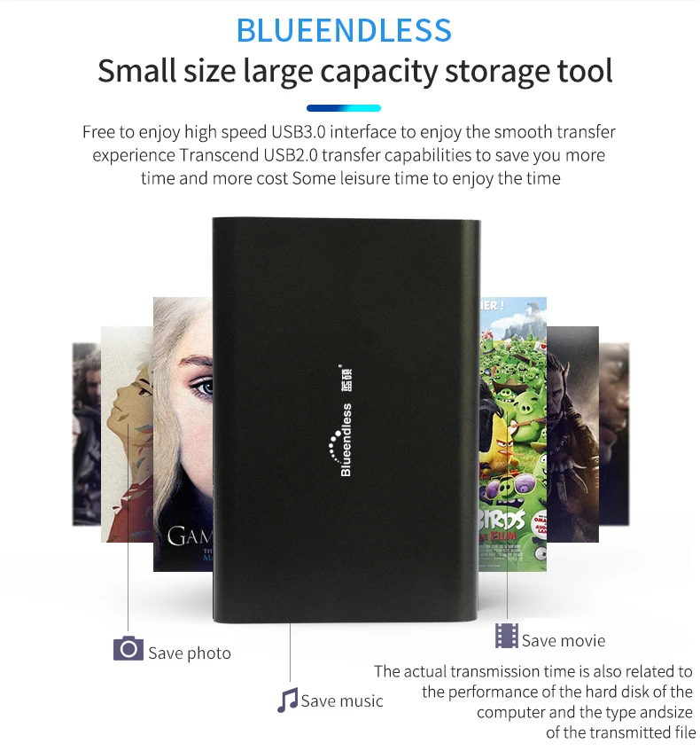 Blueendless портативный внешний жесткий диск 1 ТБ высокоскоростной 2," HDD USB 3,0 внешние устройства хранения для настольного ноутбука 1 ТБ жесткий диск