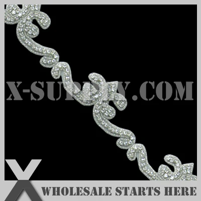 

DHL Free Shipping Iron On Crystal Rhinestone Applique Trimming,4.5cm Width,X1-RAT1080