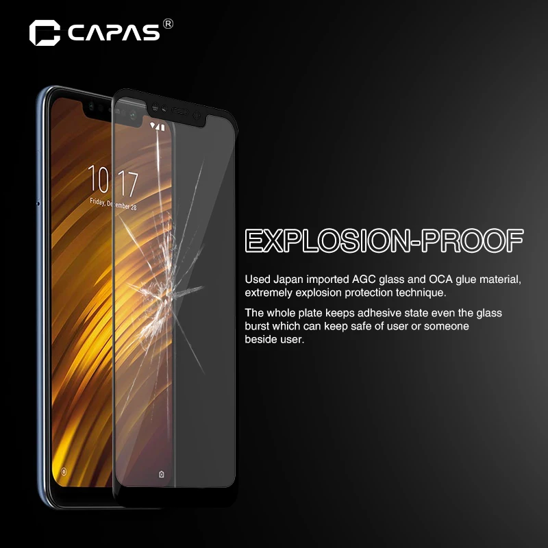 2 шт. защита для экрана Xiaomi Pocophone F1 закаленное стекло 9H 2.5D с полным покрытием