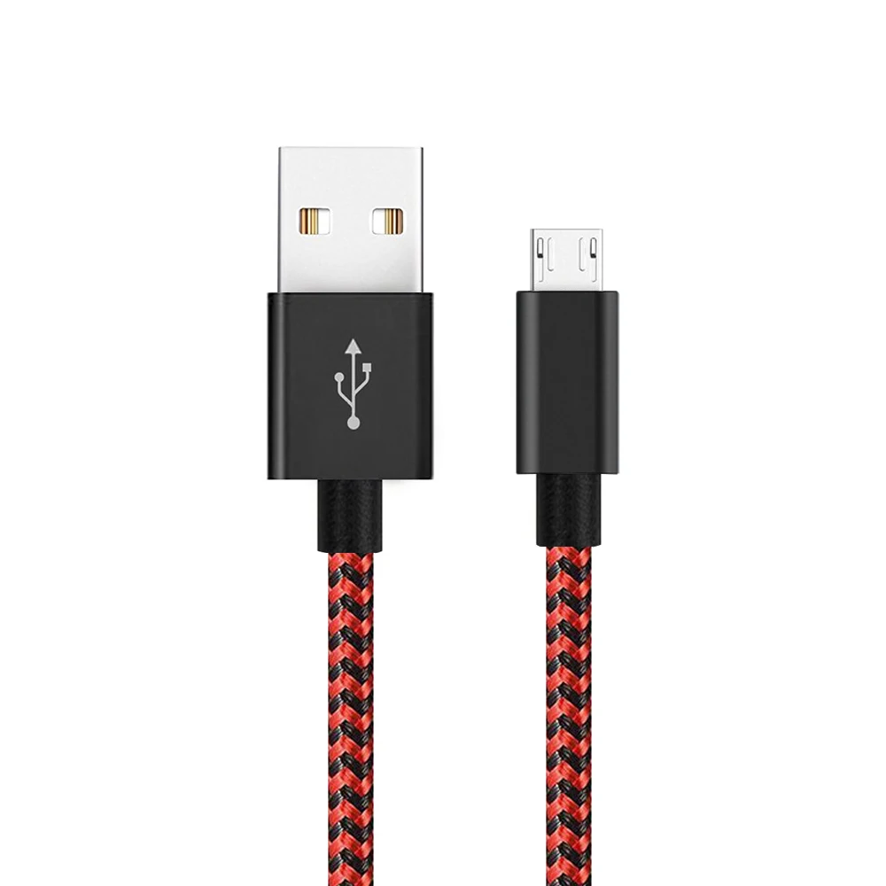 USB Micro usb зарядный кабель для samsung S7 usb кабель Gourde 2.4A нейлоновая оплетка Micro USB кабель для передачи данных зарядное устройство для huawei Xiaomi - Цвет: black red