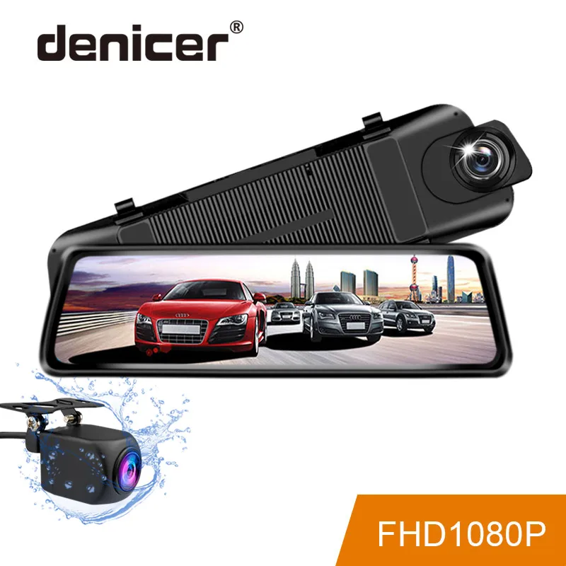 Denicer Автомобильный видеорегистратор 9 35 &quotпотоковое зеркало заднего вида Full HD 1080P
