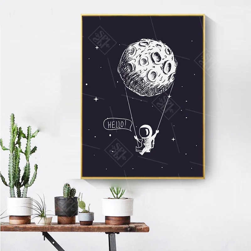 Скандинавское украшение для дома астронавт ракета Hd Печать холст картина