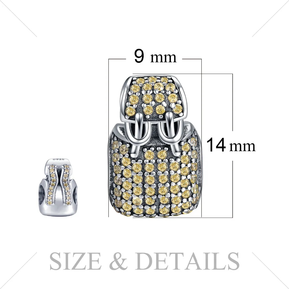 JewelryPalace желтый CZ проложить фианит рюкзак Шарм бисера Fit браслет 925 пробы серебро для новинки женщин Лидер продаж как подарки