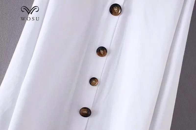 * WOSU Европейский Стиль Мода Воротник Кнопка рубашка блузка длинные футболки с