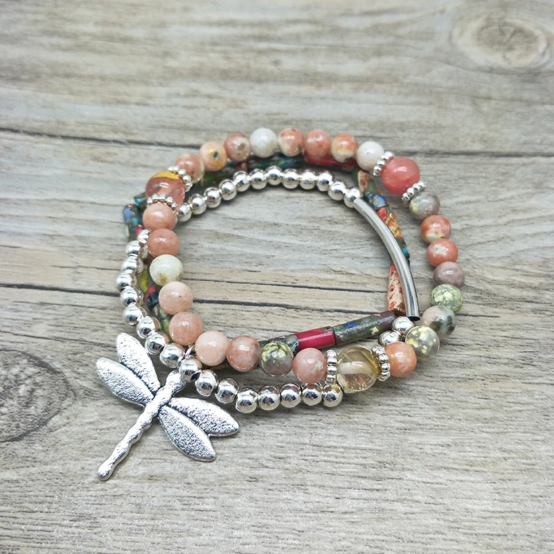 Новые модные многослойные милые браслеты с подвесками в виде стрекозы для женщин